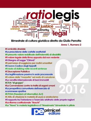 cover image of Ratio Legis (Numero 2, Anno 2016)